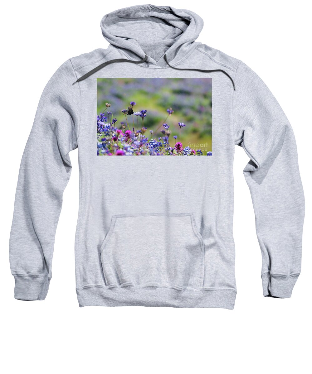 Butterflies Sweatshirt featuring the photograph Butterfly and Wildflowers by Lisa Billingsley