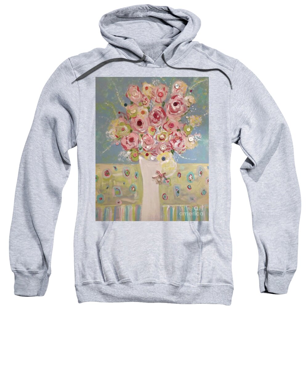 Flowers Sweatshirt featuring the painting Buttons and Bows by Jacqui Hawk