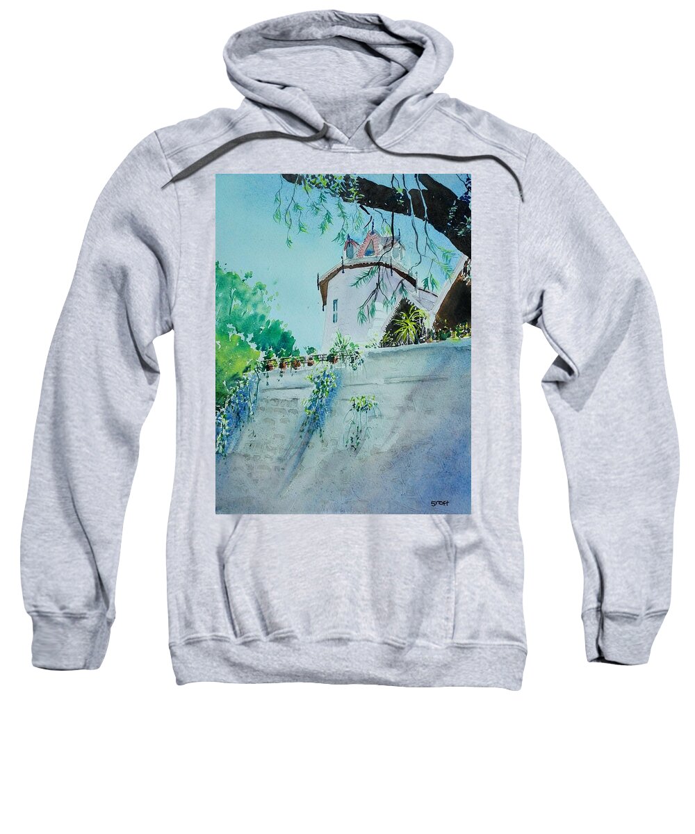 Landscape Sweatshirt featuring the painting Caldas Chalet by Sandie Croft