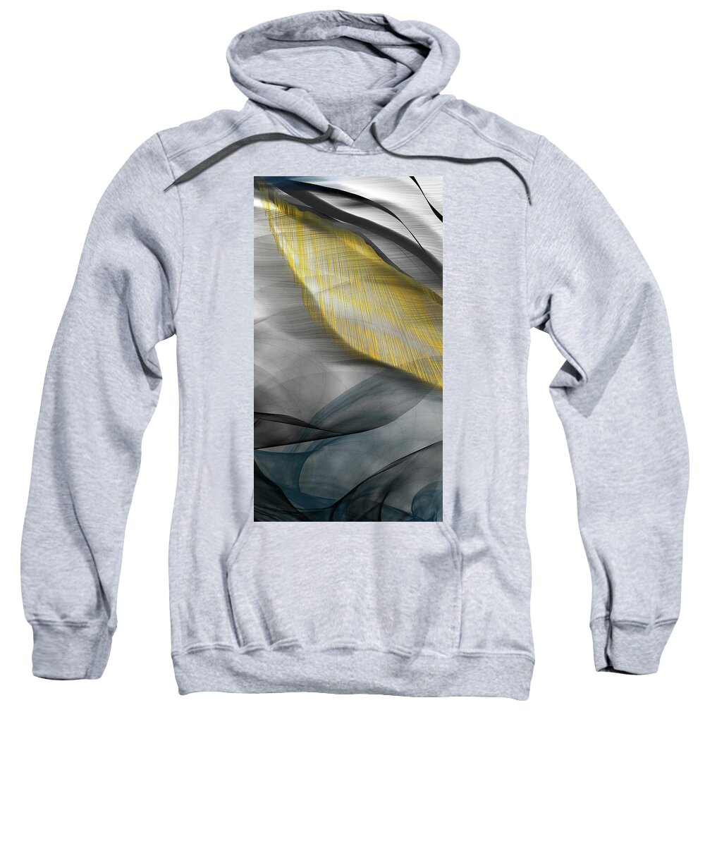 Turquoise Art Sweatshirt featuring the painting Calming Rays - Turquoise And Black Gray Abstract Art by Lourry Legarde