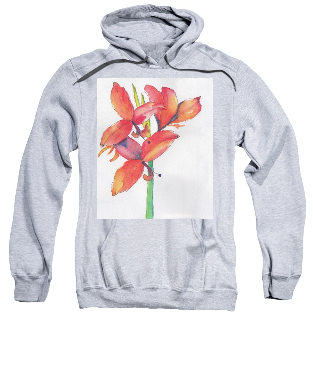 Cannalily Sweatshirt featuring the painting Cannalily by Anne Katzeff