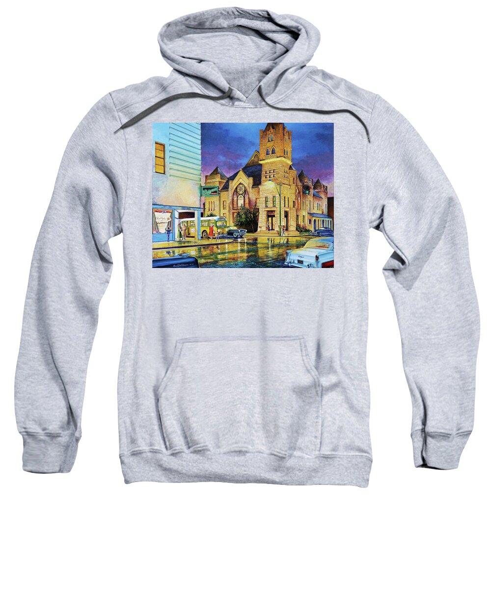 Tyrrell Public Library Sweatshirt featuring the painting Castle of Imagination by Randy Welborn