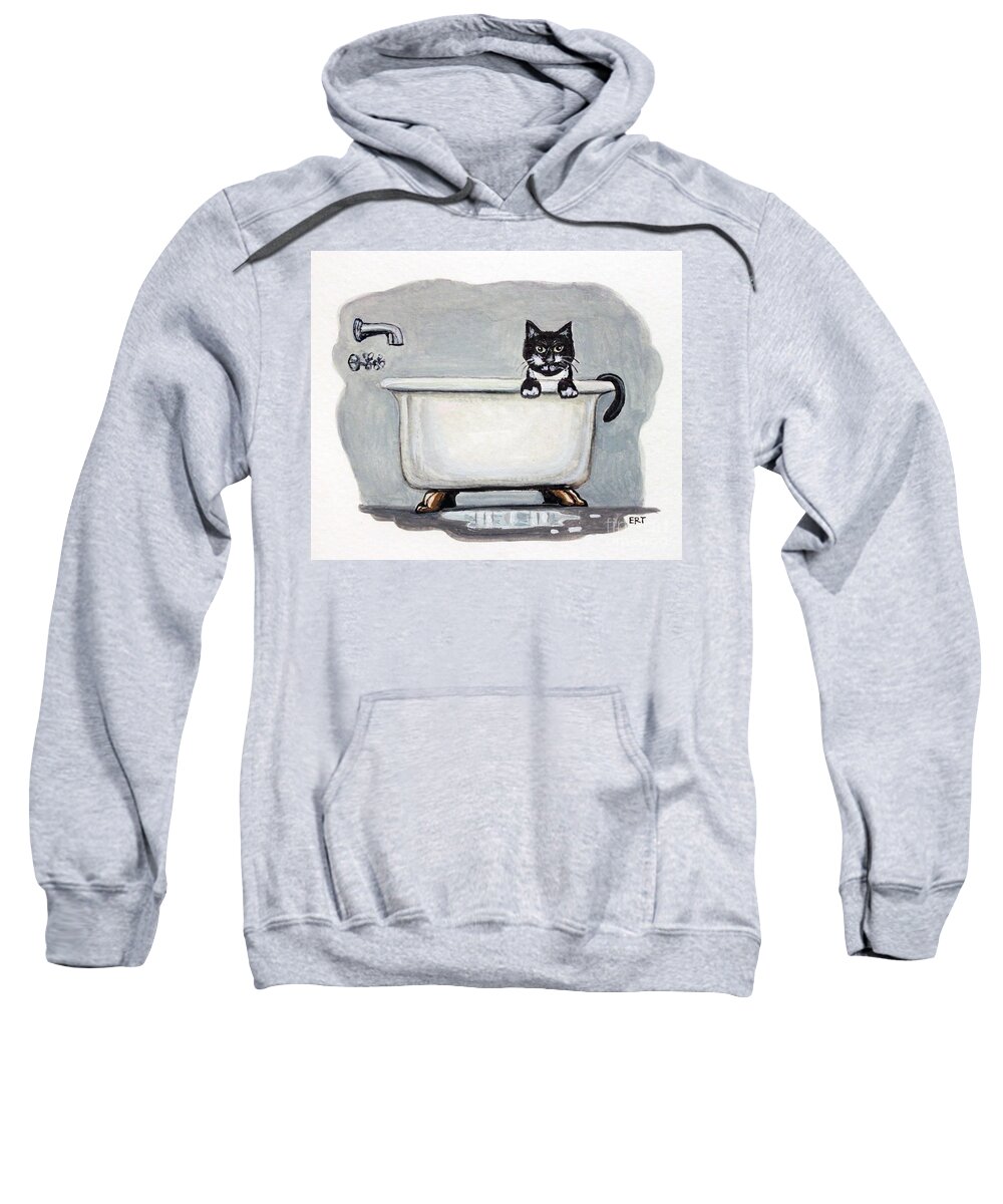 Cat Sweatshirt featuring the painting Cat in the Bathtub by Elizabeth Robinette Tyndall