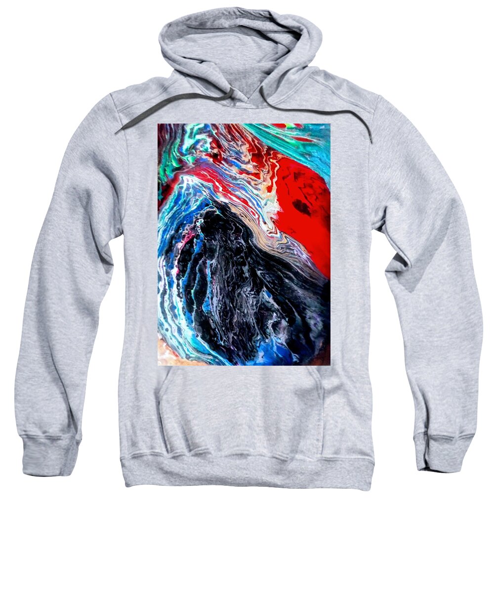 Cave Sweatshirt featuring the painting Cave Dweller by Anna Adams
