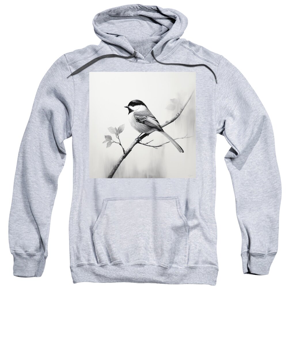 Chickadee Sweatshirt featuring the painting Charcoal Symphony by Lourry Legarde