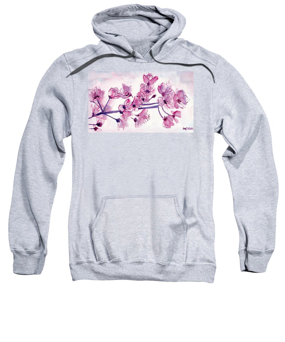 Cherry Sweatshirt featuring the painting Cherry Flowers by George Cret