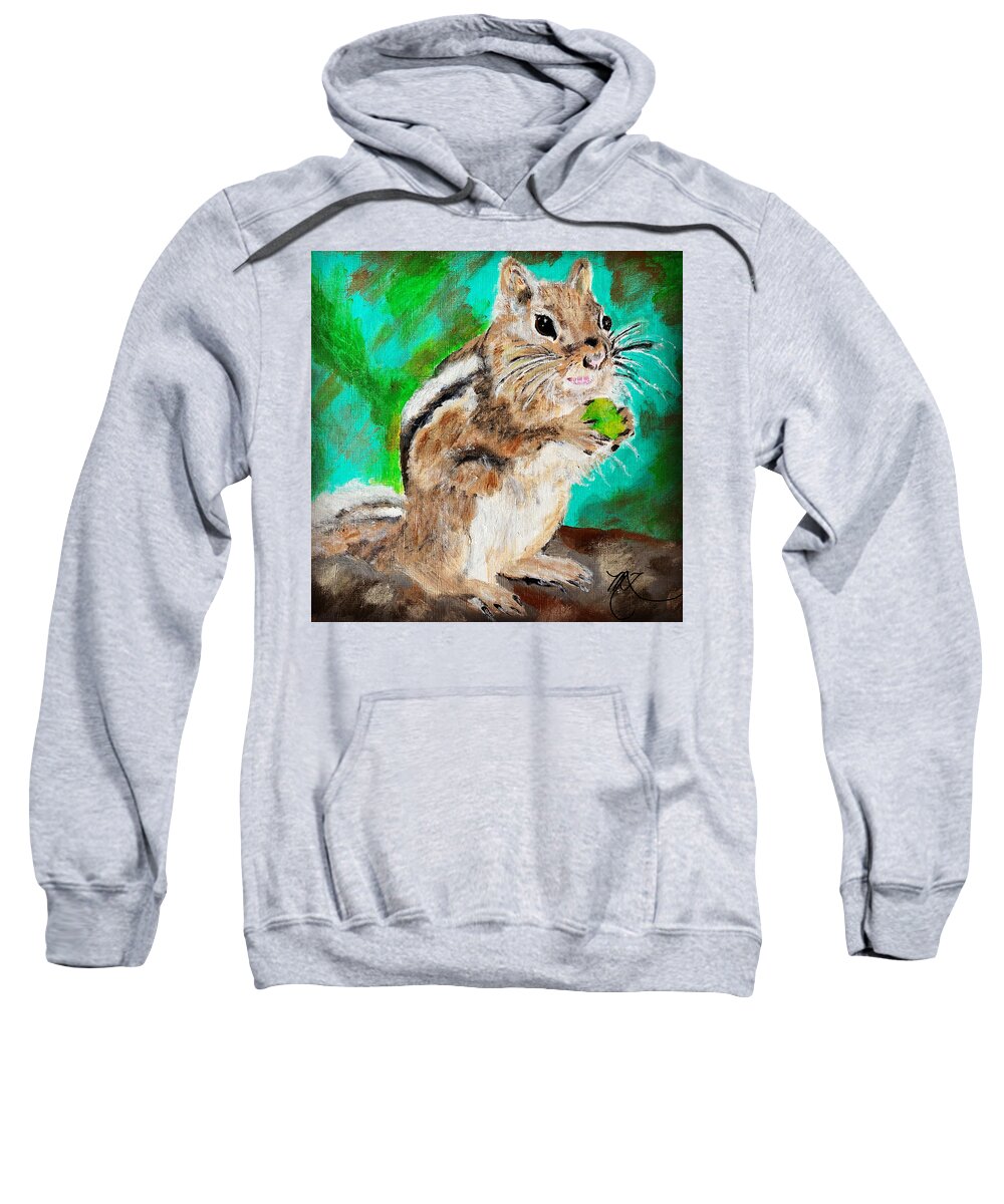 Chipmunk Sweatshirt featuring the painting Chipmunk by Melody Fowler