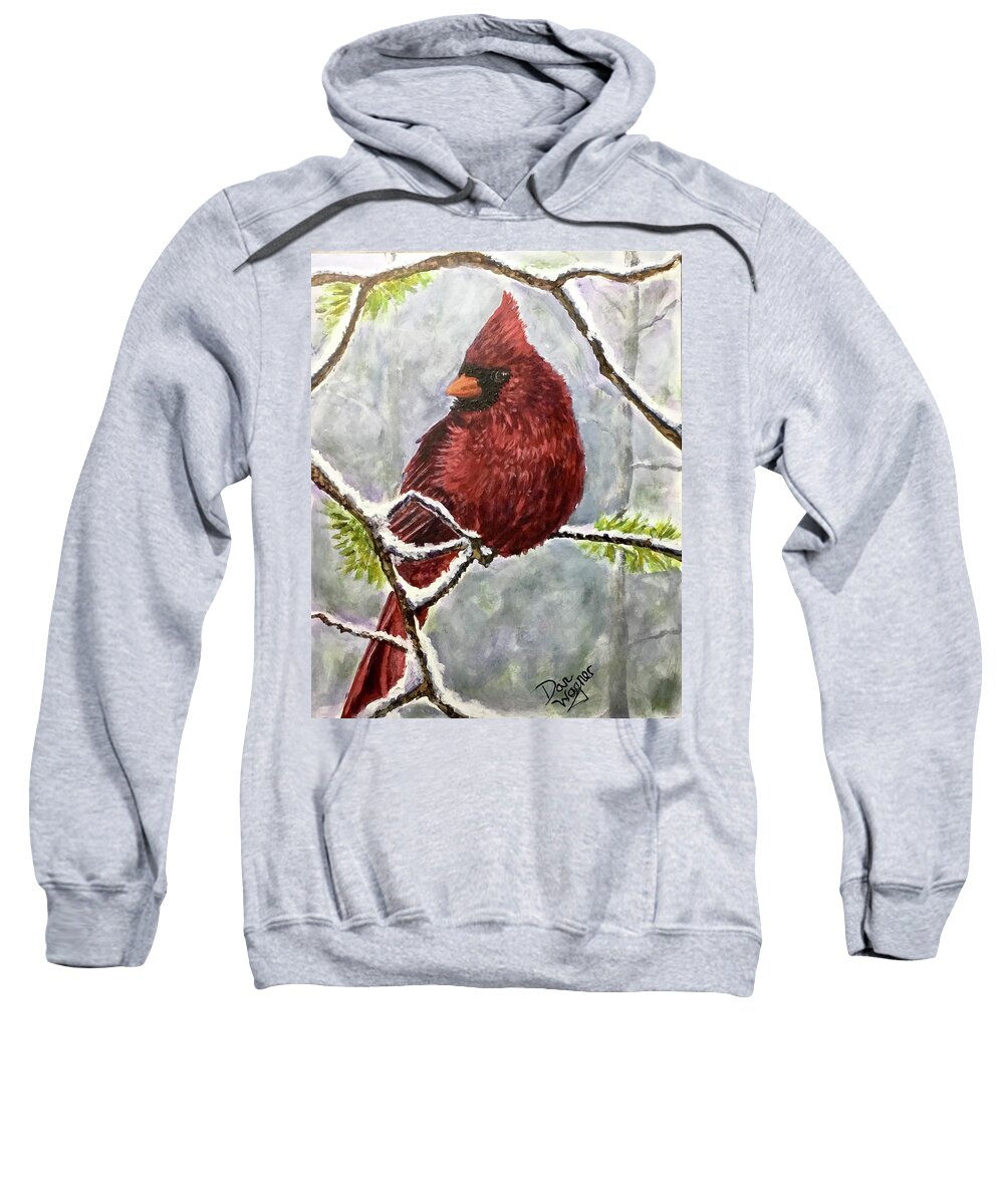 Christmas Sweatshirt featuring the painting Christmas Cardinal by Dan Wagner