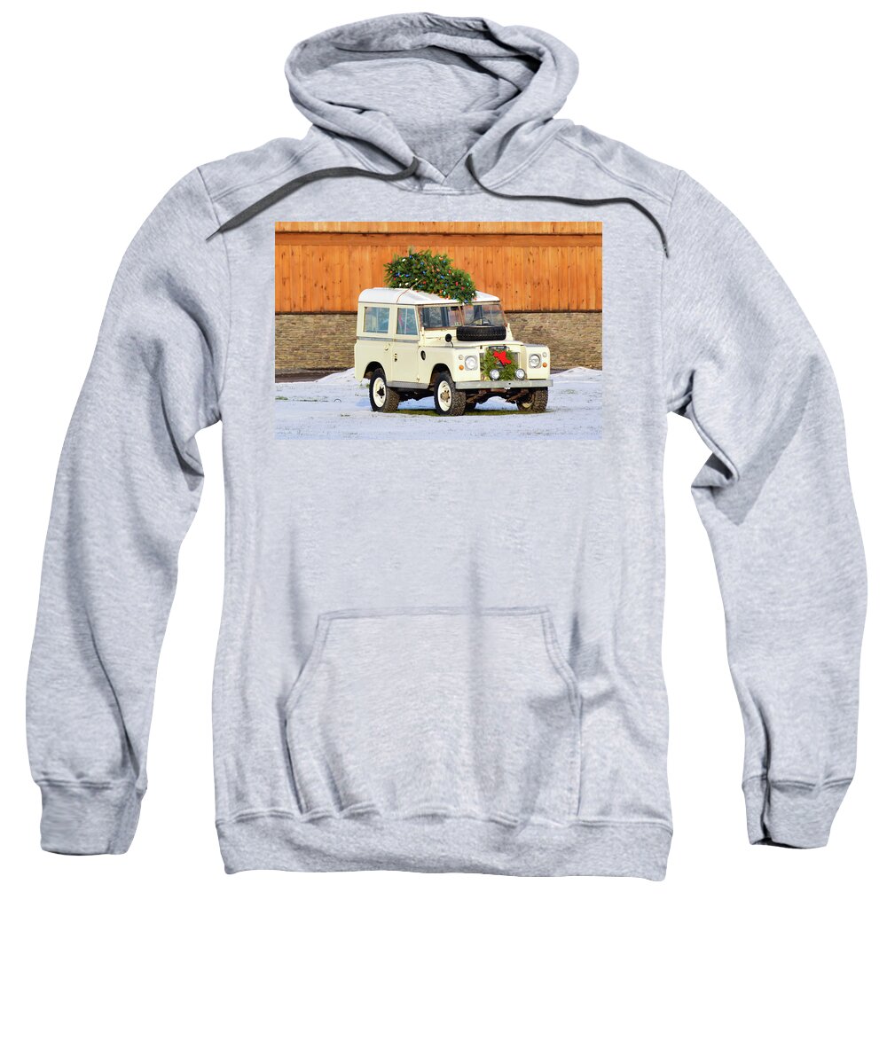 Land Rover Sweatshirt featuring the photograph Christmas Land Rover by Nicole Lloyd
