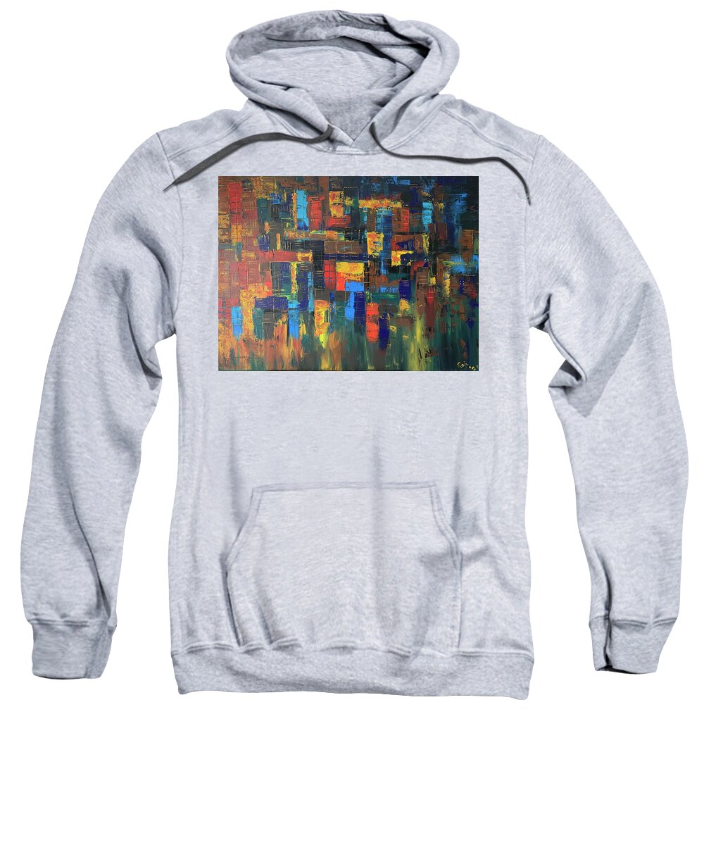 Abstract Painting Sweatshirt featuring the painting City Lights by Raji Musinipally