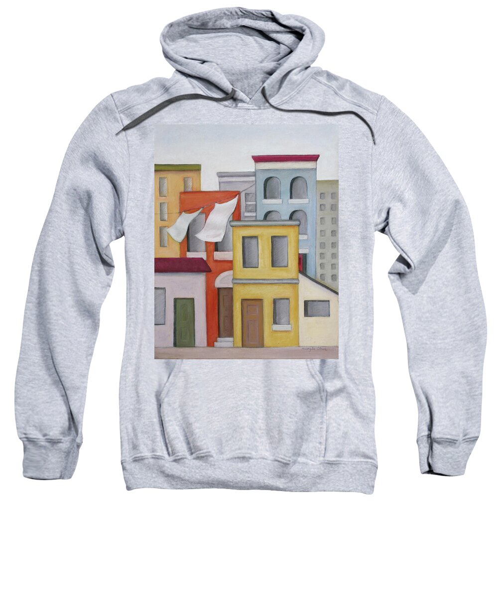 Cityscape Sweatshirt featuring the pastel City Street by MaryJo Clark