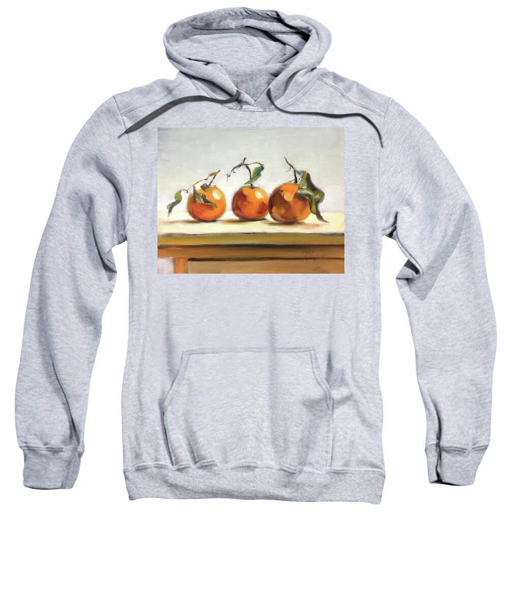 Clementines Sweatshirt featuring the painting Clementine Trio by Roxanne Dyer
