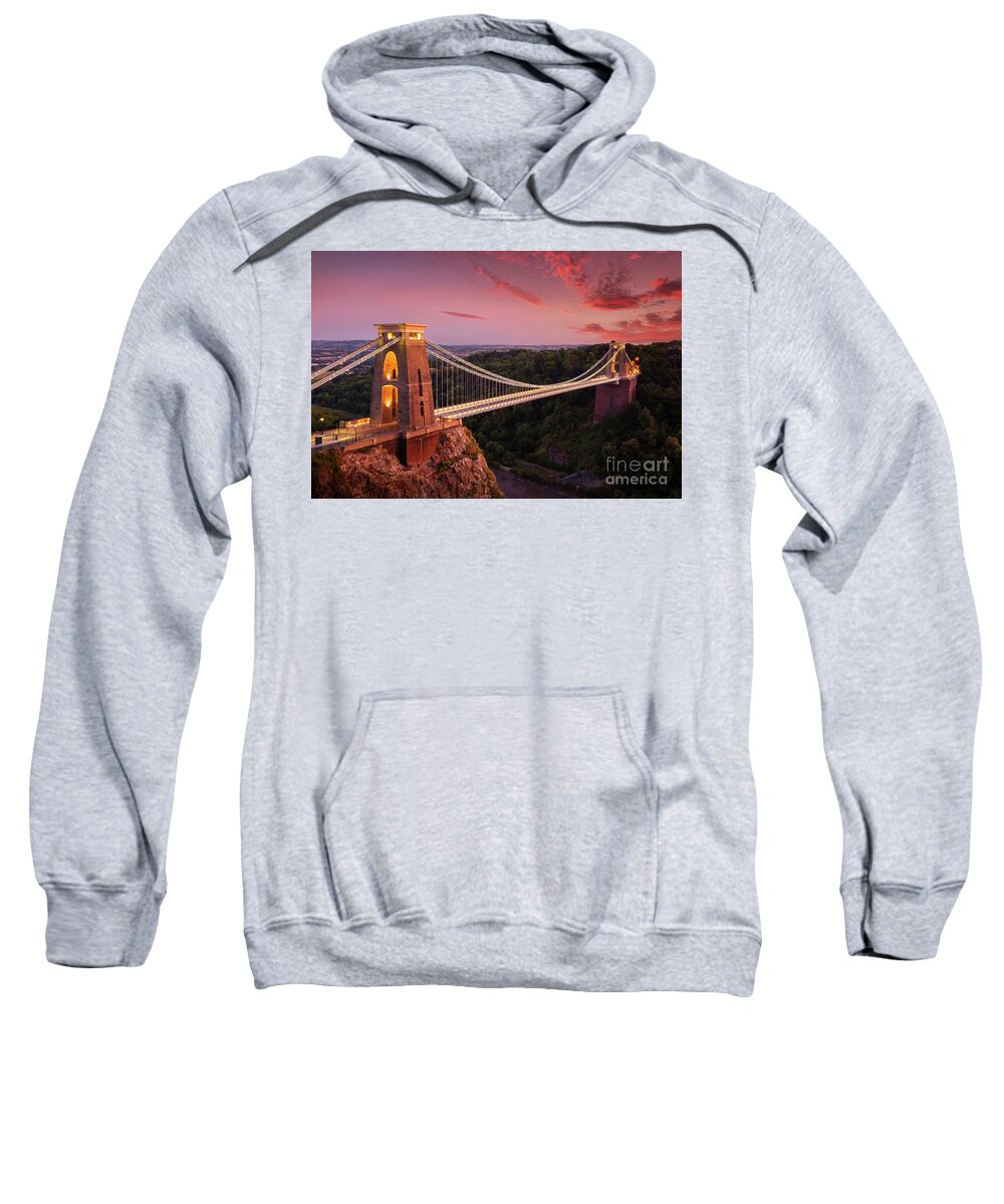 Clifton Sweatshirt featuring the photograph Bristol Bridge at sunset - Clifton suspension bridge over the Avon Gorge at sunset, Bristol, England by Neale And Judith Clark