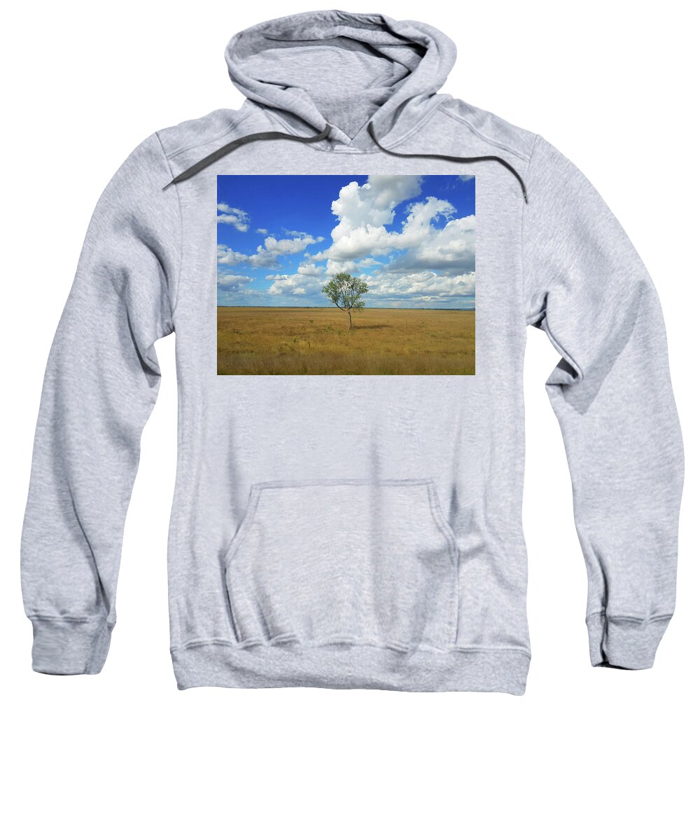 Tree Sweatshirt featuring the photograph Clouds over a Lone Tree by Andre Petrov