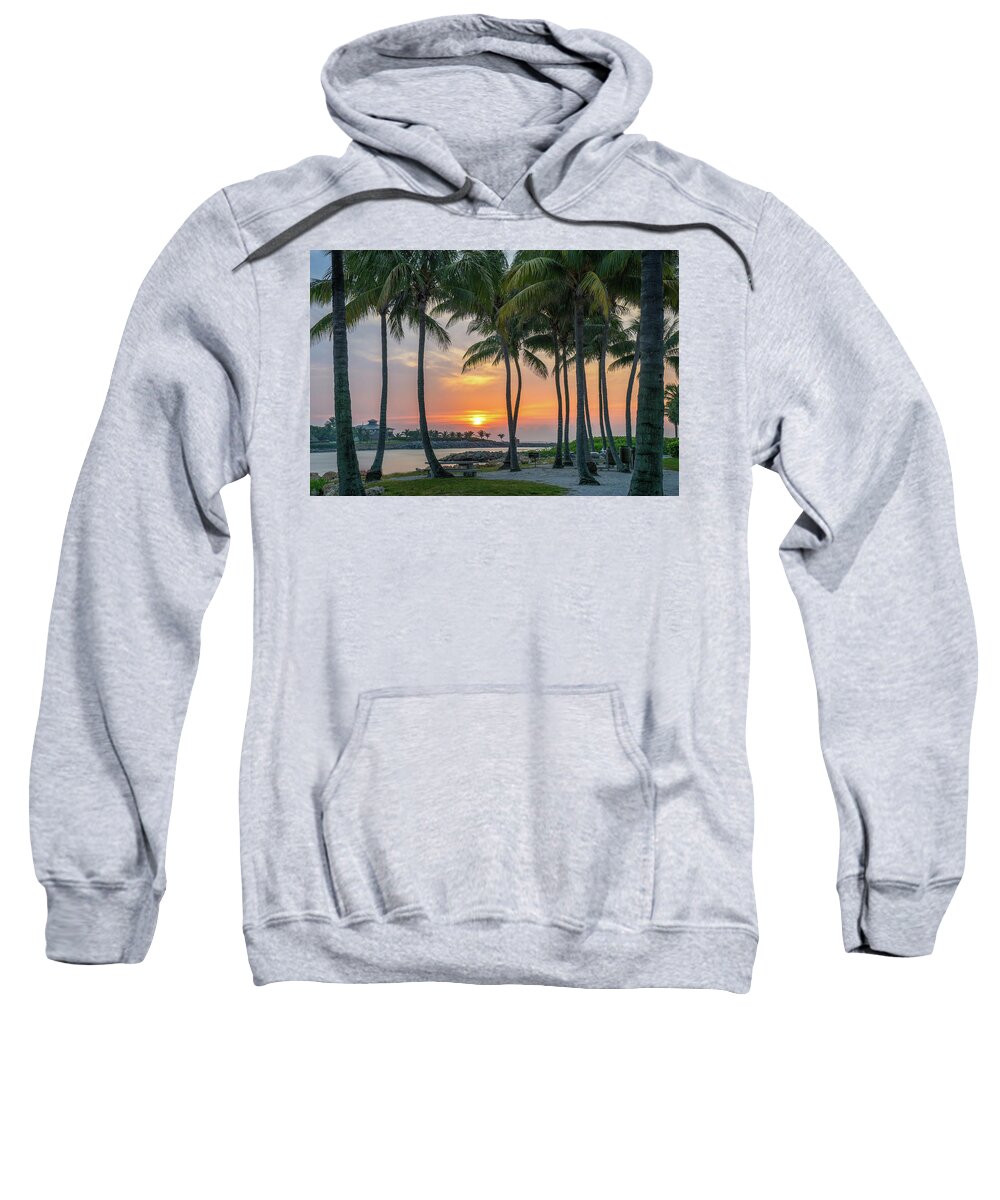 Florida Sweatshirt featuring the photograph Coconut Trees at Sunrise Dubois Park Jupiter Florida by Kim Seng