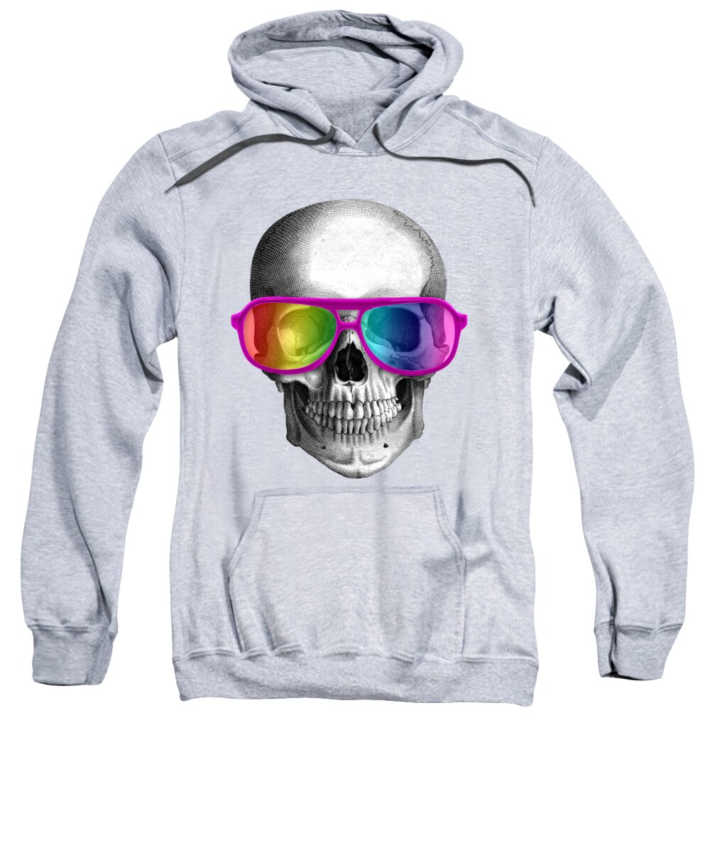 Skull Sweatshirt featuring the digital art Colorful Rainbow Skull by Madame Memento
