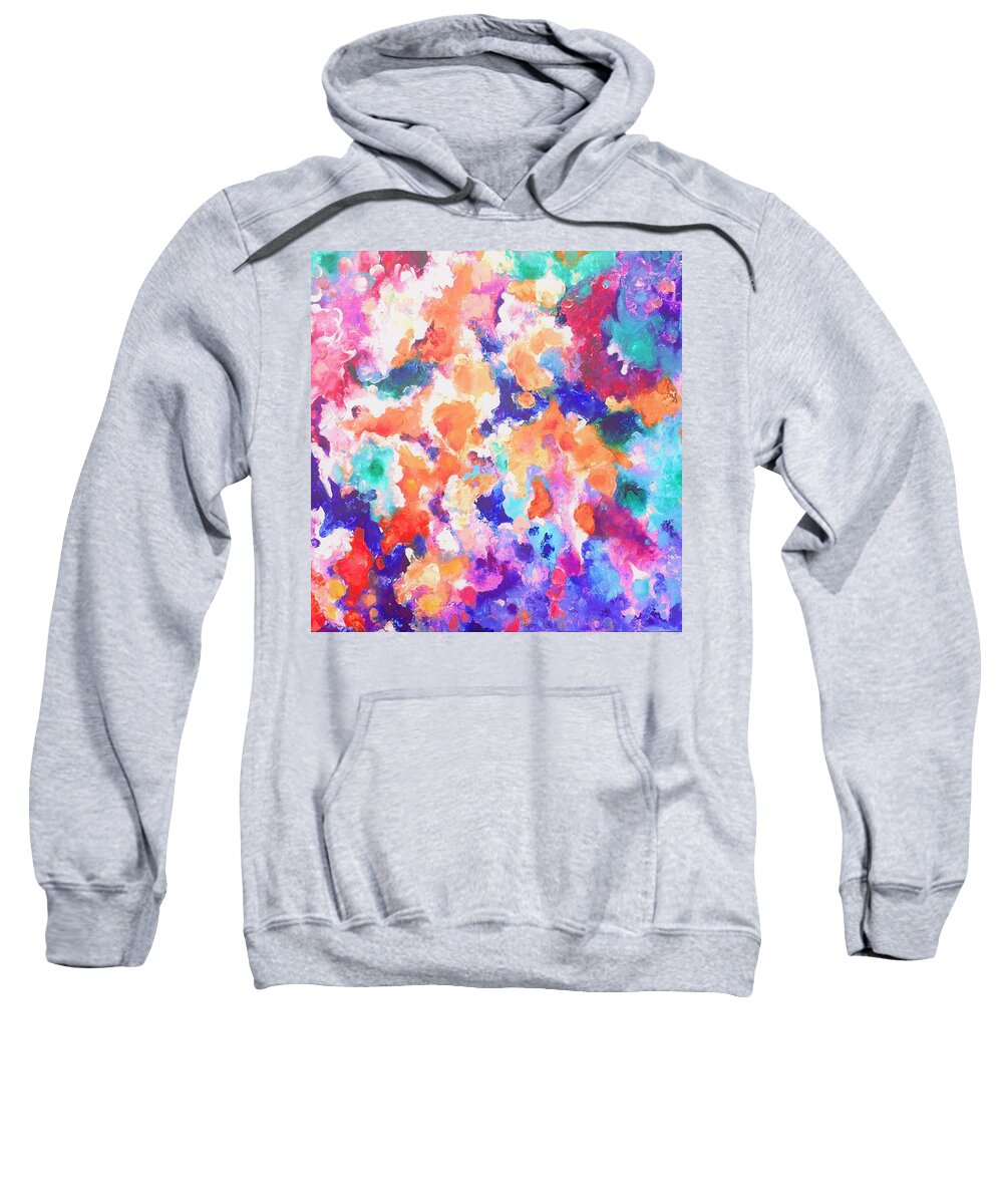 Contemporary Sweatshirt featuring the painting Composition #6. Series Cosmic Garden. by Helen Kagan