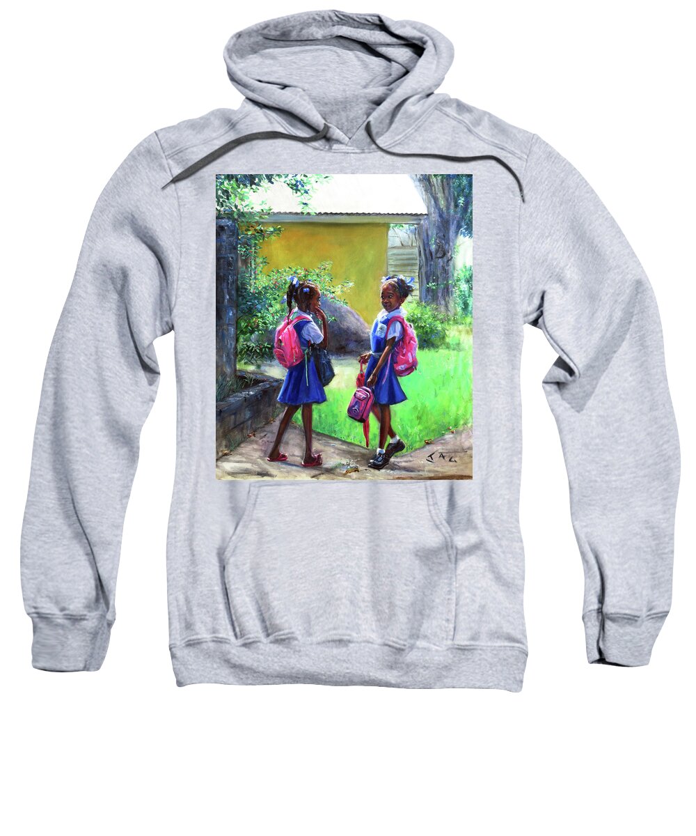 Caribbean Sweatshirt featuring the painting Conversation #4 by Jonathan Gladding