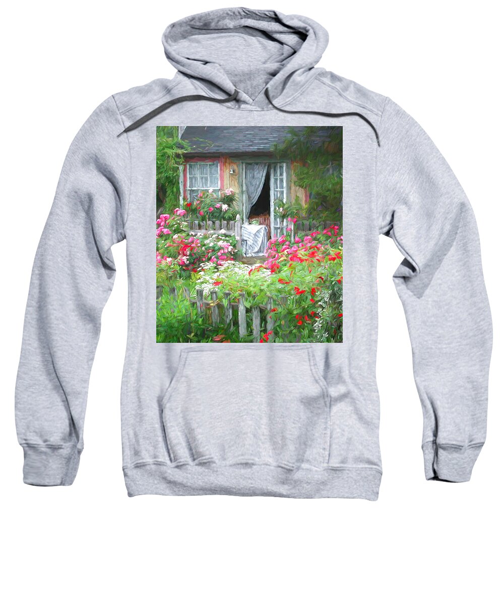 Cottage Sweatshirt featuring the digital art Country Charm by Susan Hope Finley