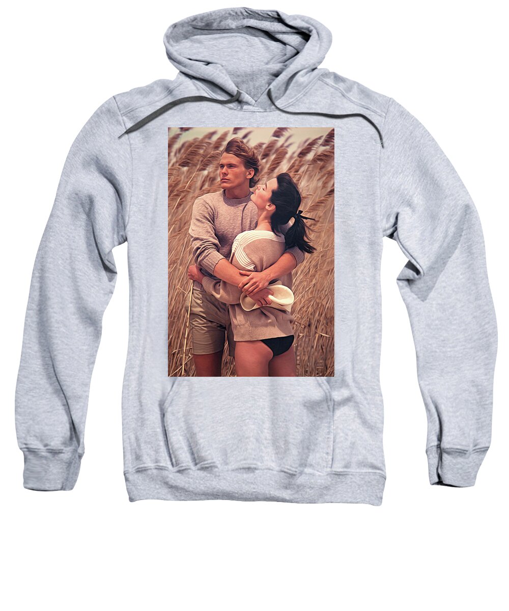 Embracing Couple Sweatshirt featuring the photograph Couple in the Reeds 1984 by Steve Ladner