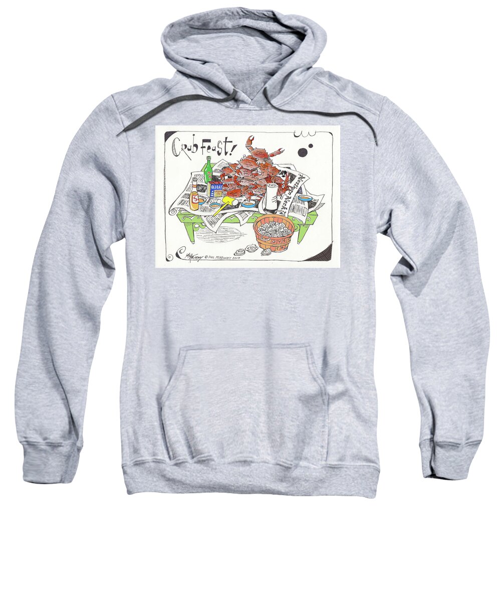  Sweatshirt featuring the drawing Crab Feast by Phil Mckenney