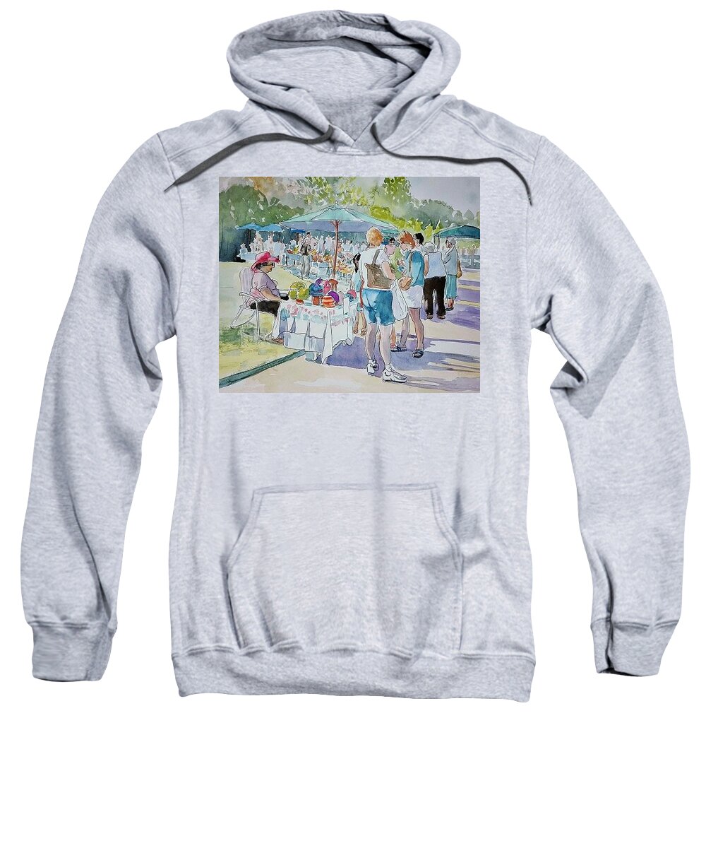 Line & Wash. Sweatshirt featuring the painting Craft Market by Sandie Croft
