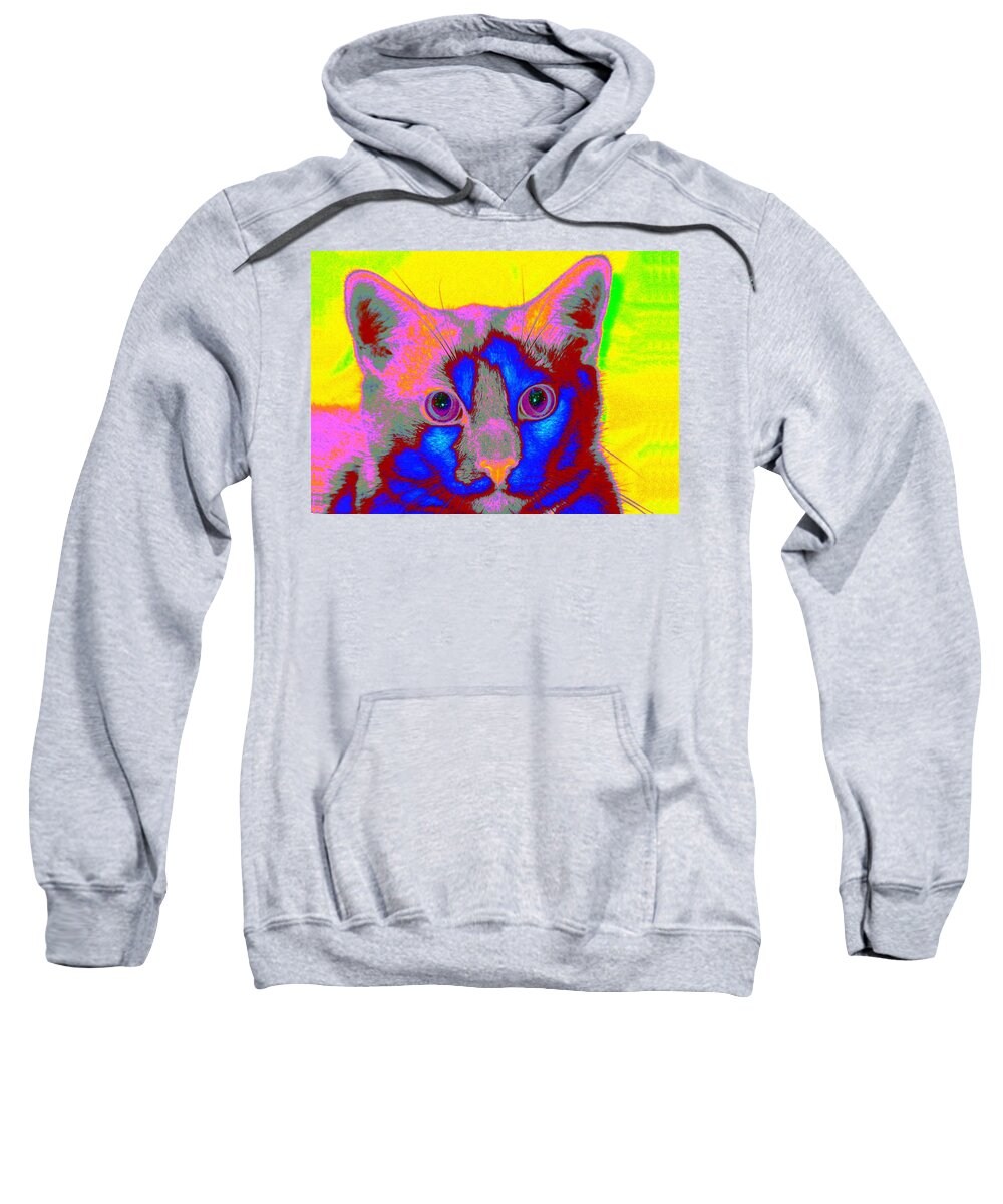 Crayola Sweatshirt featuring the digital art Crayon Cat by Larry Beat