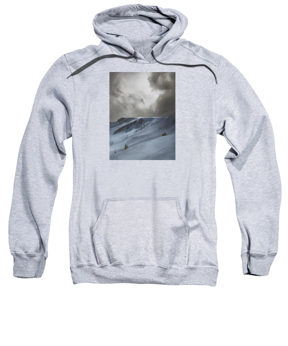 Hone Sweatshirt featuring the painting Cross-Country Skiing by Hone Williams