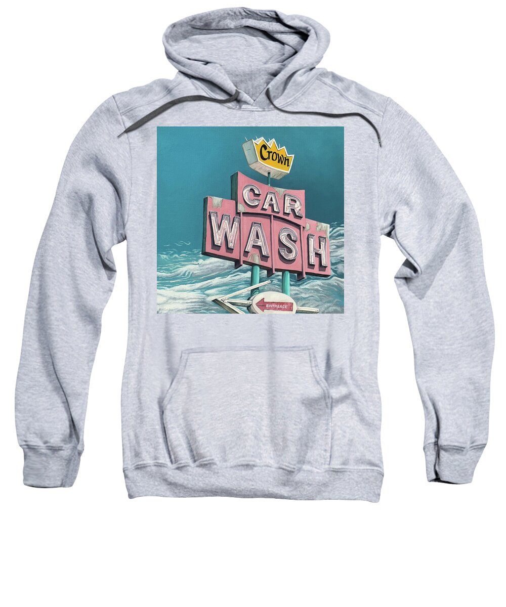 Vintage Signs Sweatshirt featuring the painting Crown Car Wash by Nathan Rhoads