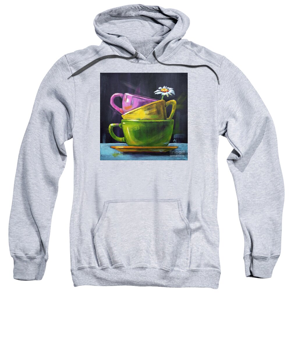 Still Life Sweatshirt featuring the painting Cups of Kindness by Annie Troe