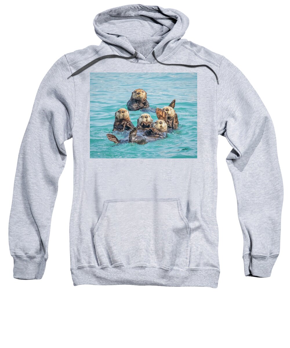 Sea Sweatshirt featuring the photograph Curious Sea Otters by Jurgen Lorenzen