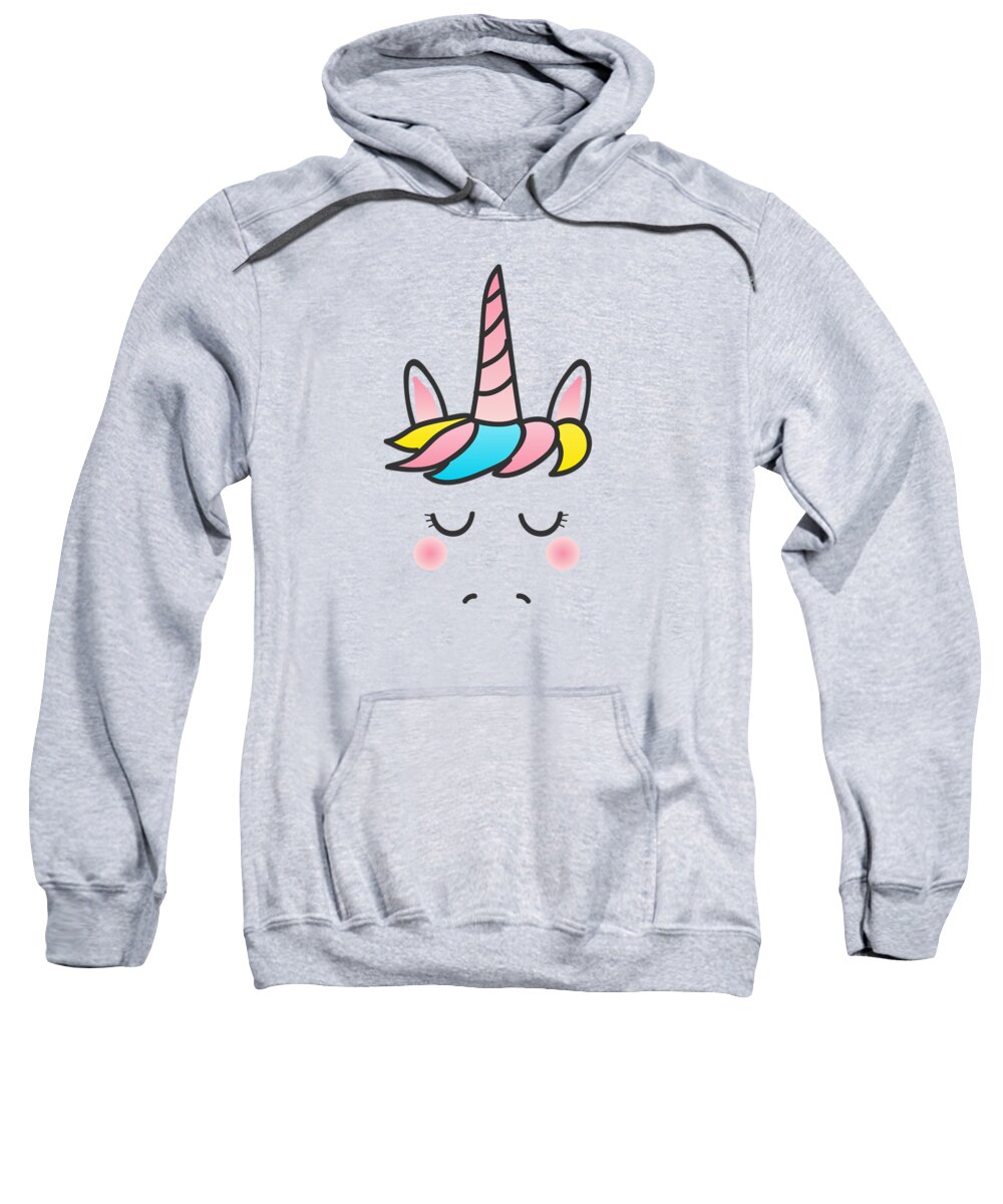 Cool Sweatshirt featuring the digital art Cute Unicorn Face by Flippin Sweet Gear