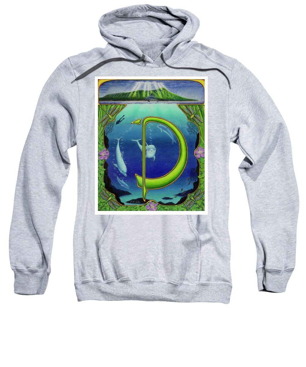 Kim Mcclinton Sweatshirt featuring the drawing D is for Dolphin by Kim McClinton