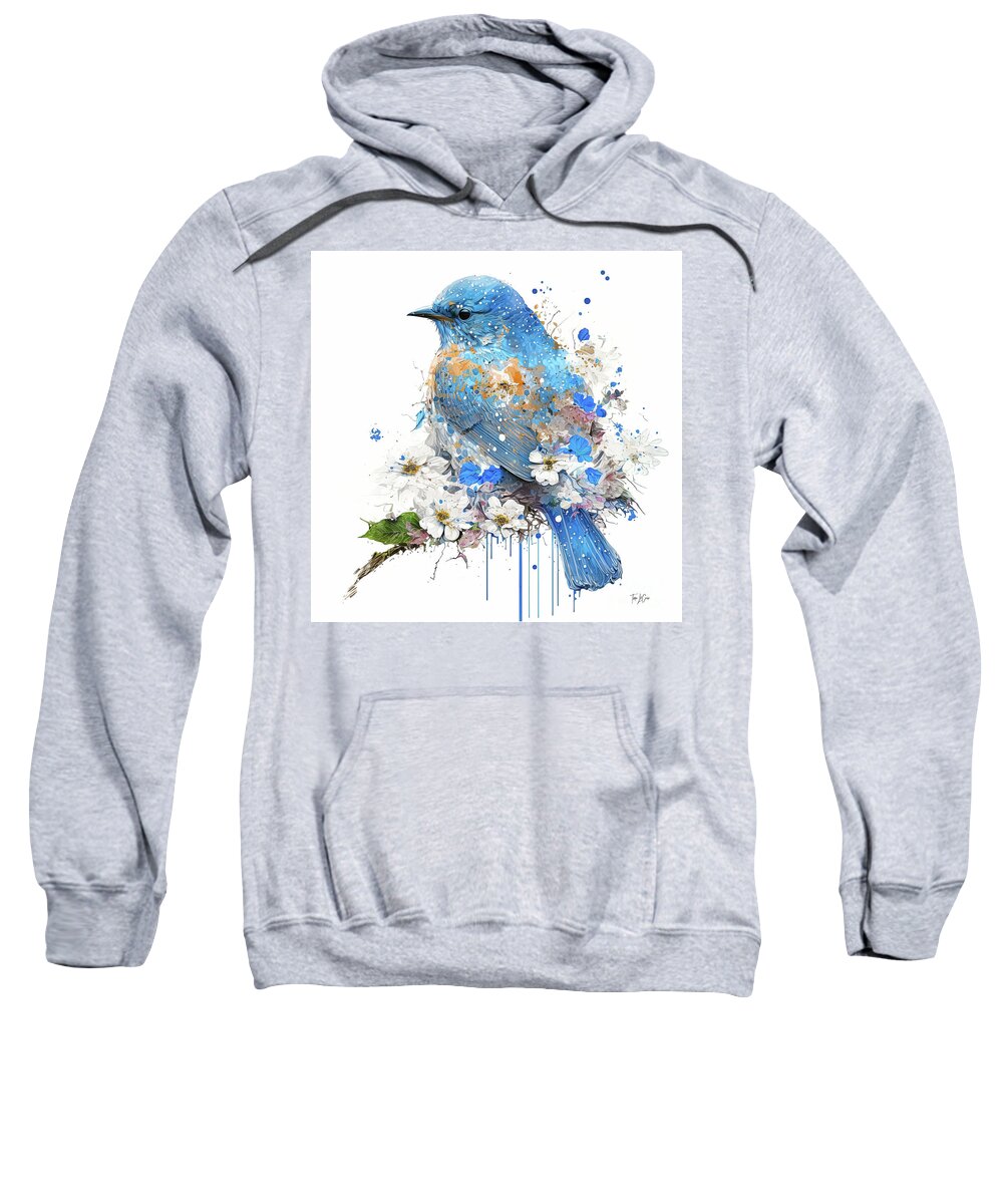 Eastern Bluebird Sweatshirt featuring the painting Daisy Bluebird by Tina LeCour