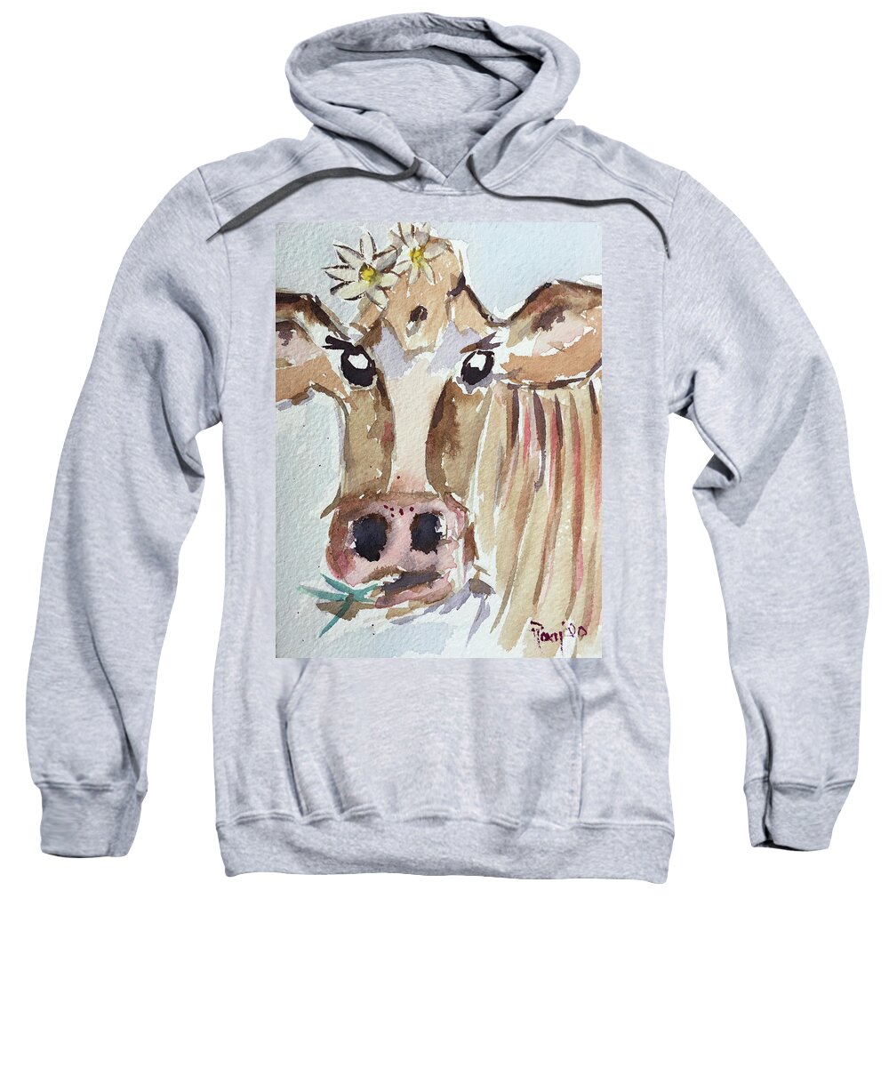 Cow Sweatshirt featuring the painting Daisy Mae by Roxy Rich