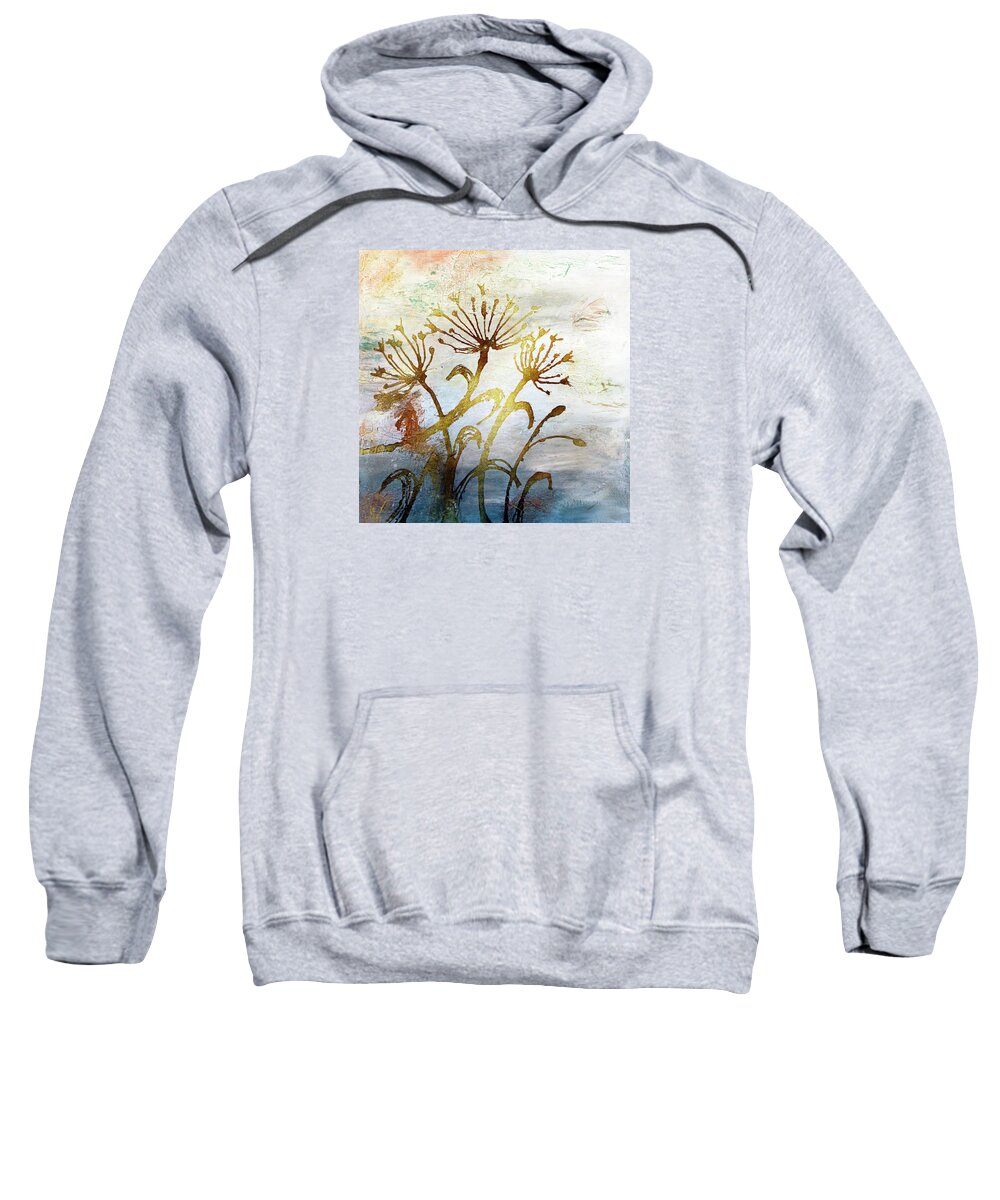 Dandelion Sweatshirt featuring the painting Dandelion Silhouette at Sunset by Joanne Herrmann