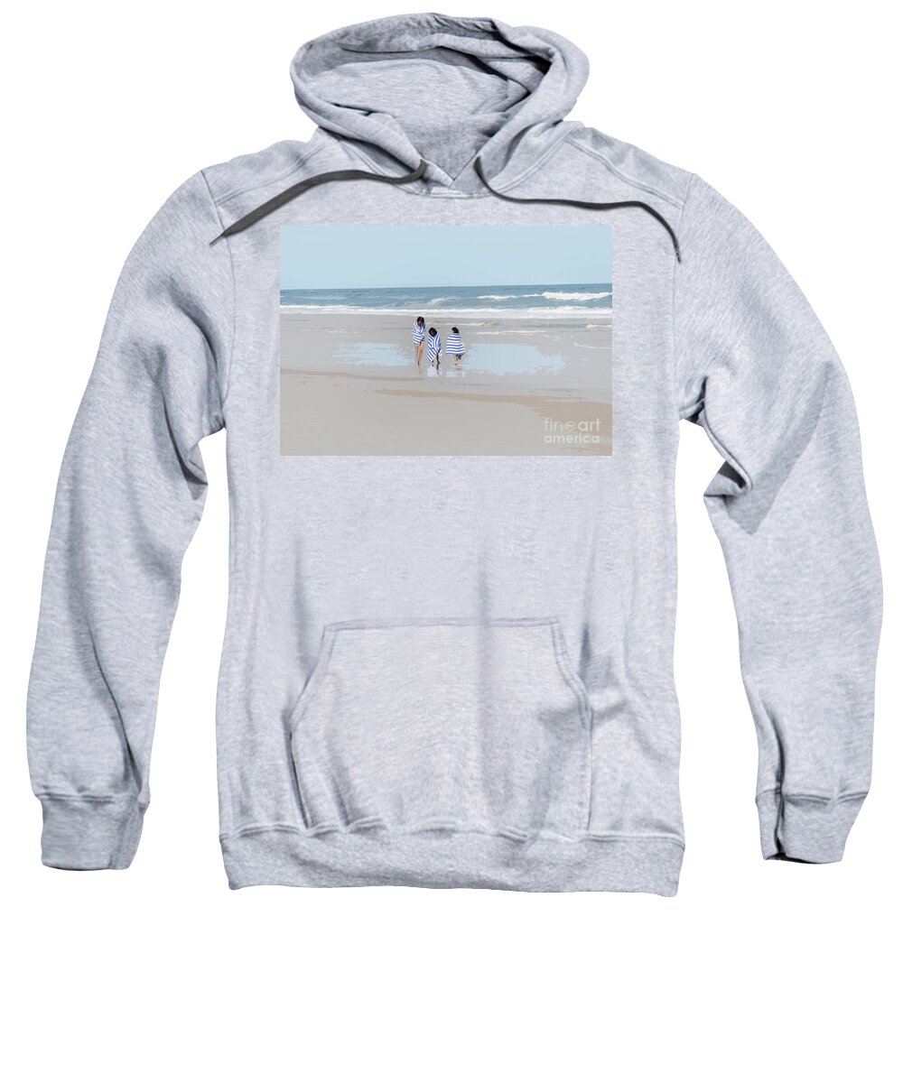Family Sweatshirt featuring the photograph A Family Beach Moment by Neala McCarten