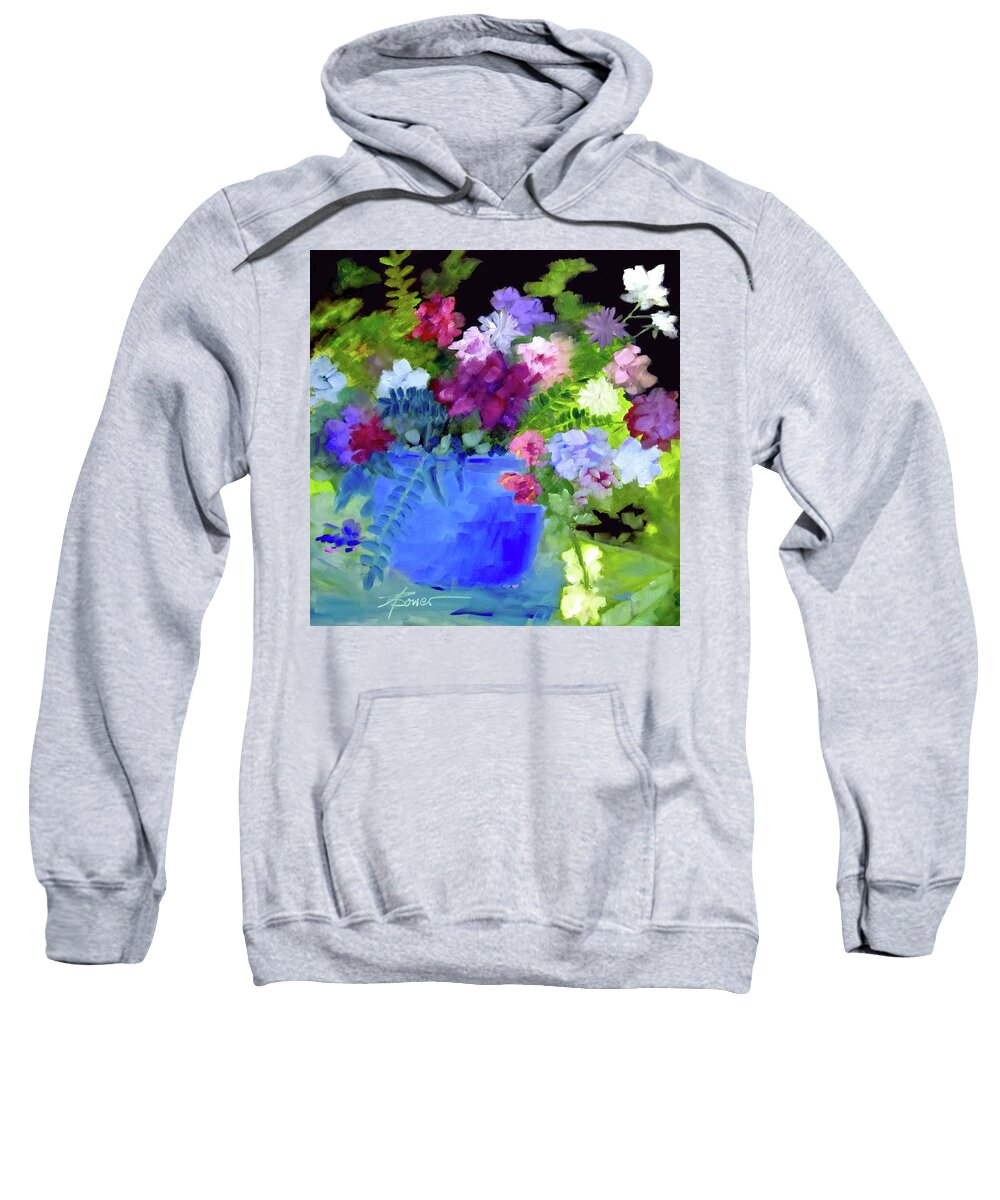 Flowers Sweatshirt featuring the painting December Blue by Adele Bower