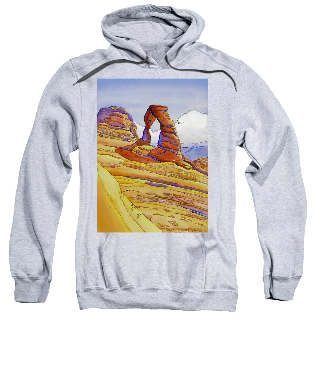 Kim Mcclinton Sweatshirt featuring the painting Delicate Arch by Kim McClinton