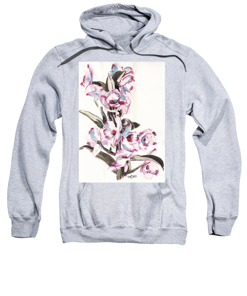 Noble Sweatshirt featuring the painting Dendrobium Nobile by George Cret