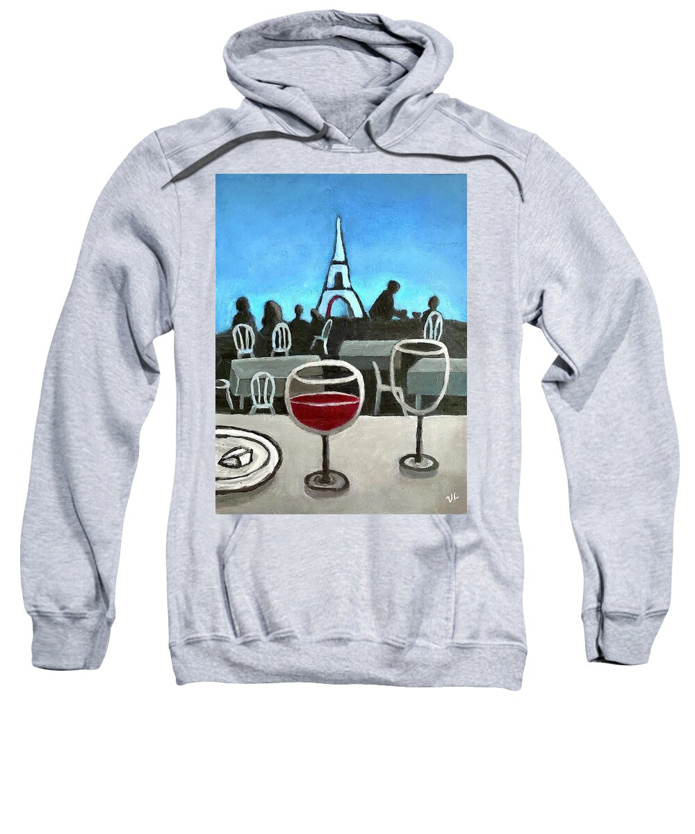 Trocadero Sweatshirt featuring the painting Dinner at Trocadero by Victoria Lakes