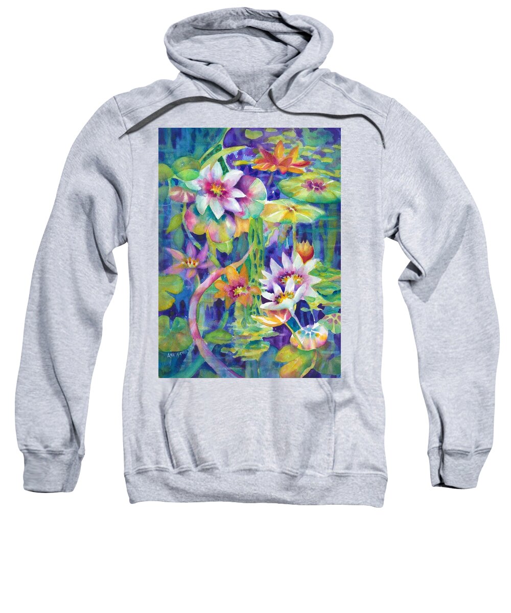 Lily Pond Sweatshirt featuring the painting Dreamscape by Ann Nicholson