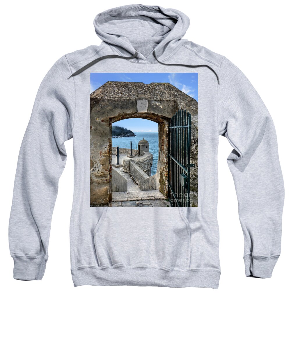 Dubrovnik Sweatshirt featuring the photograph Dubrovnik Sea Gate by David Meznarich