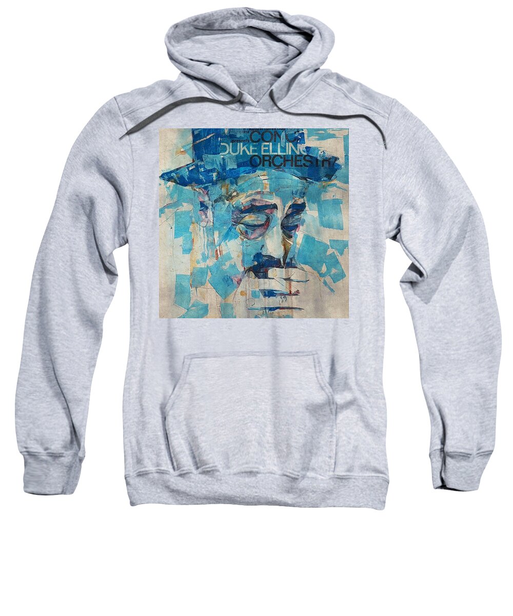 Duke Ellington Art Sweatshirt featuring the mixed media Duke Ellington - Retro by Paul Lovering