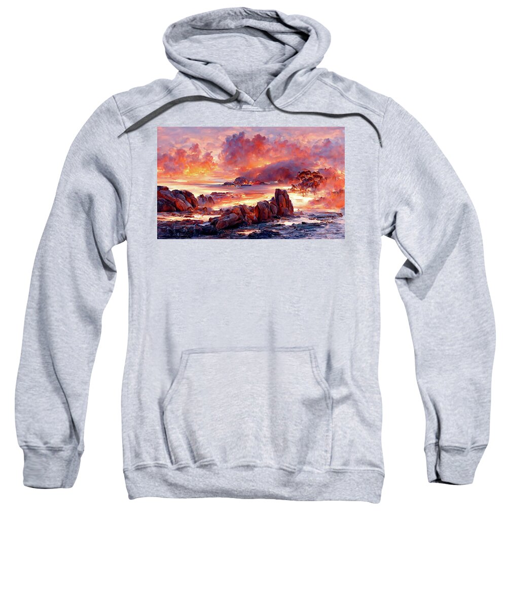  Sweatshirt featuring the digital art East coast Tasmanian at sunset part 3 by Armin Sabanovic