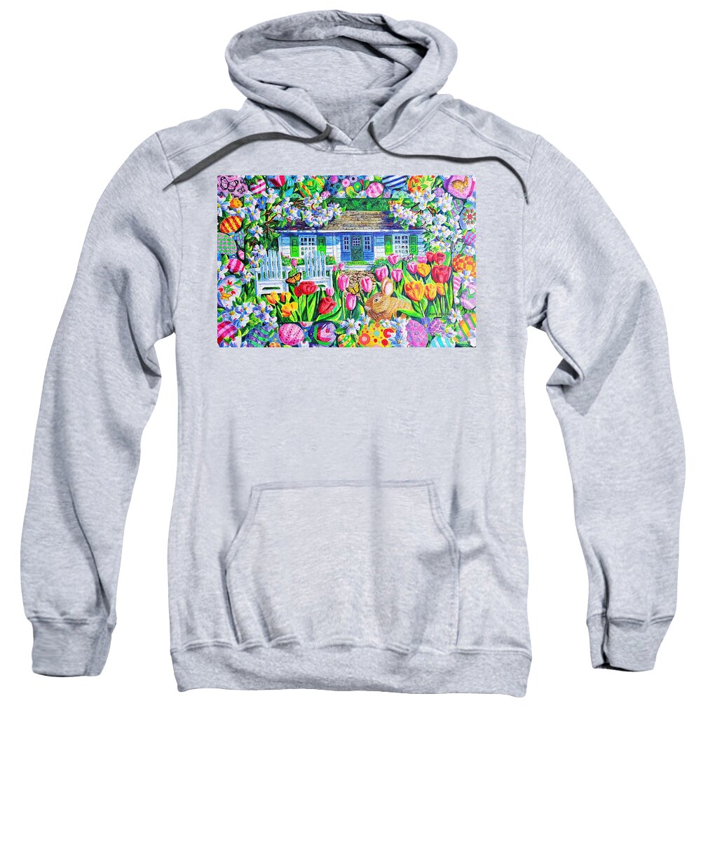 Easter Sweatshirt featuring the painting Easter Garden by Diane Phalen