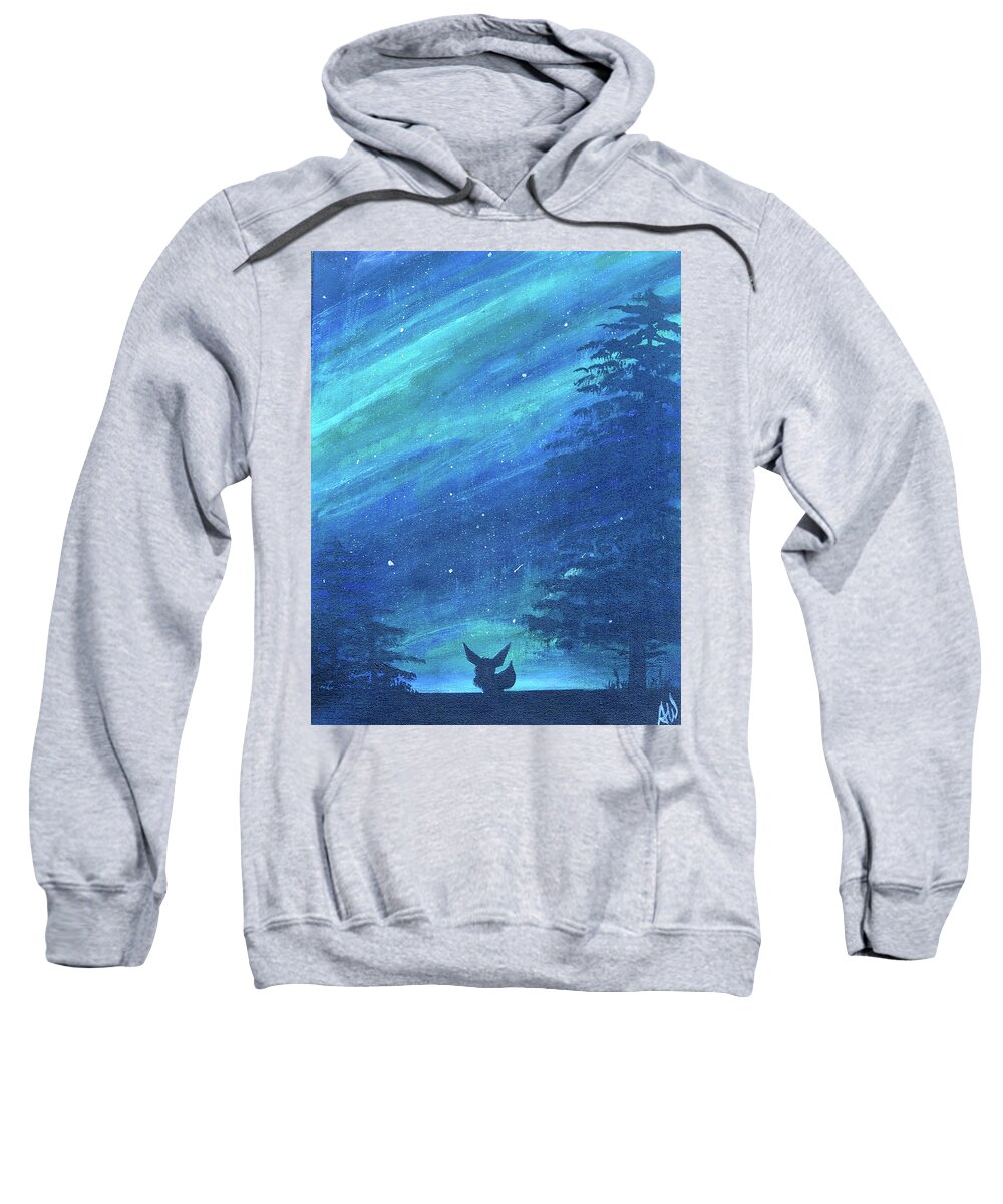 Eevee Sweatshirt featuring the painting Eevee's Sky by Ashley Wright