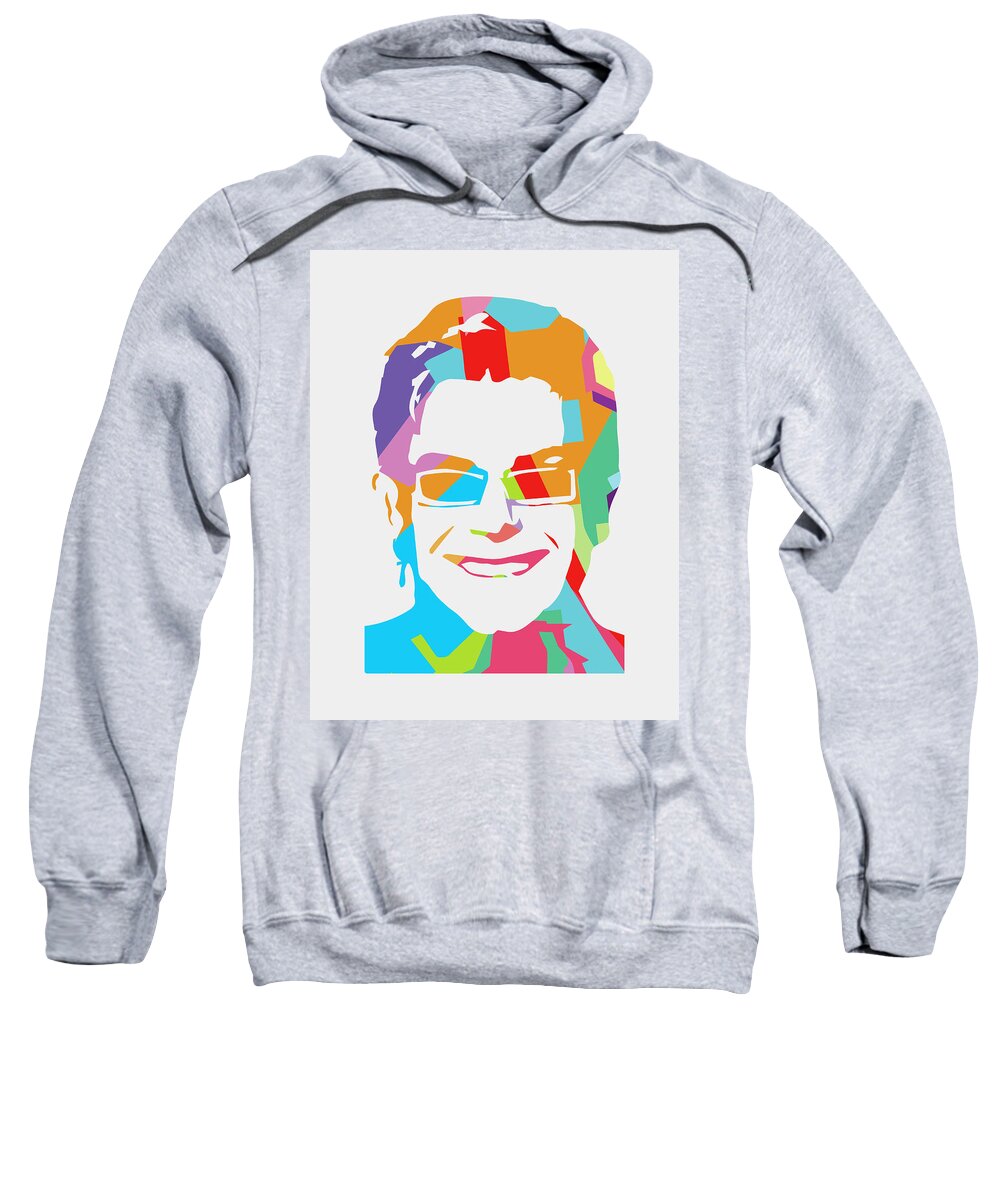 Elton John Sweatshirt featuring the digital art Elton John 1 POP ART by Ahmad Nusyirwan