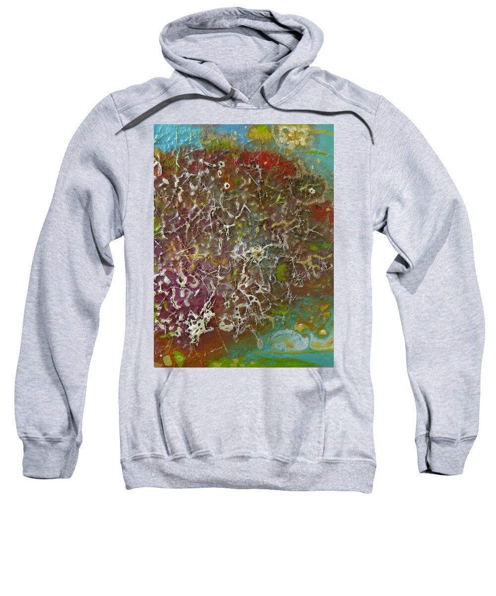 An Abstract Oil Painting On A Plate Made Of Epoxy Resin. Multicolored Sweatshirt featuring the painting Epoxy resin by Elzbieta Goszczycka