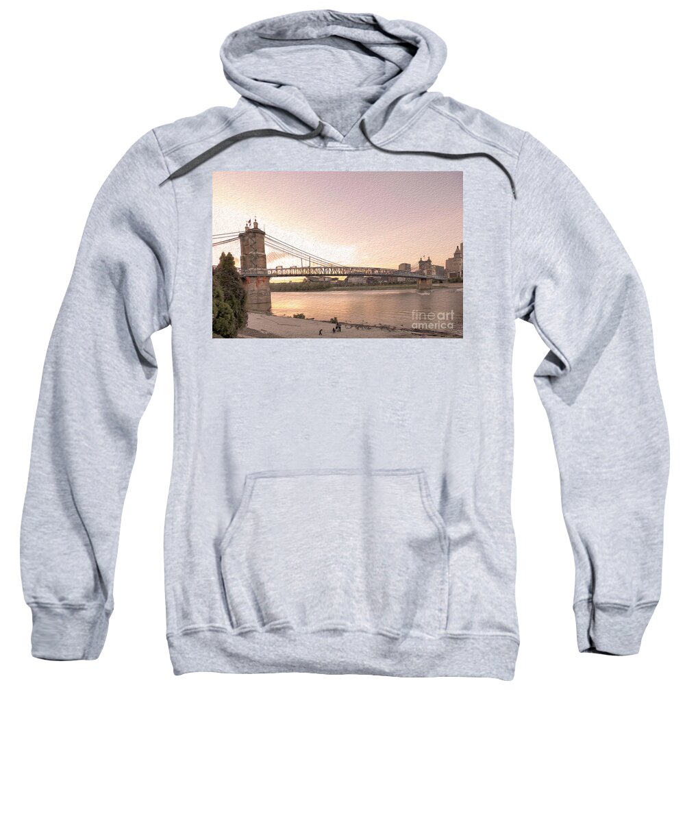 Roebling Sweatshirt featuring the photograph Evening on the river by Bentley Davis